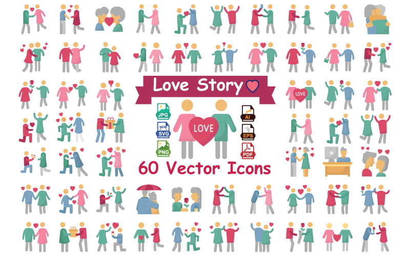 Love Story Icon Pack– Relationship Vector Icons Collection Icon Set