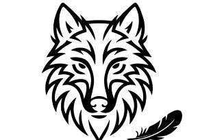 A striking digital illustration of a wolf head logo
