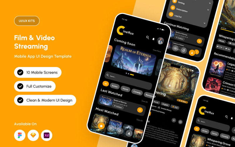 Cineflux – Streaming Experience App UI Element