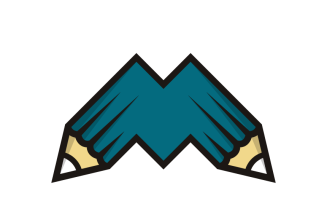 Letter M and Pencil Logo Template