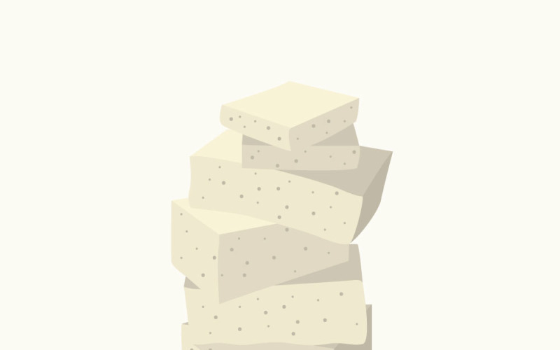 Realistic Tofu Block Vector Illustration on White Vector Graphic
