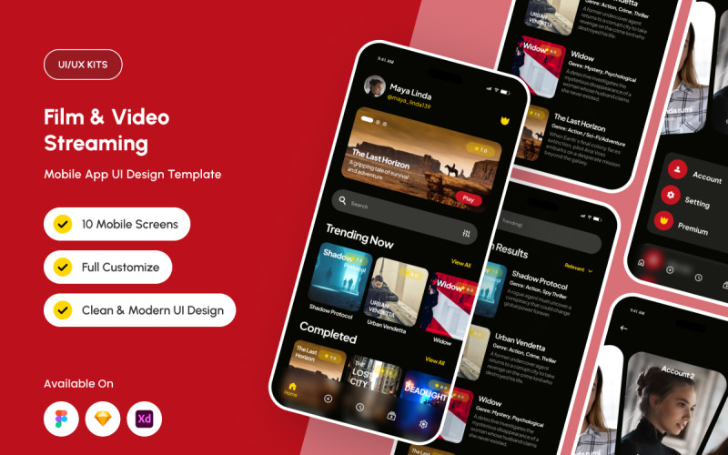 Rezone – Film Streaming Mobile App UI Element