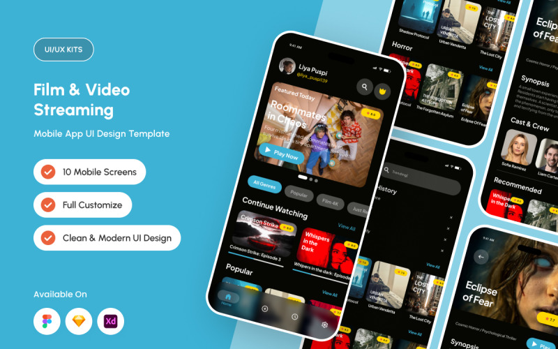Vionix – Movie Streaming Mobile App UI Element