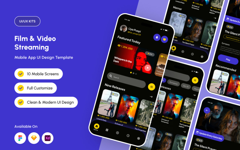 Vistara – Entertainment Streaming Mobile App UI Element