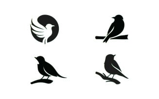 Bird logo on the silhouette branch vector design V13