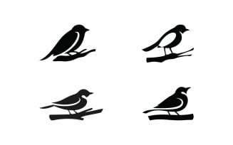 Bird logo on the silhouette branch vector design V14