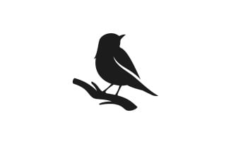 Bird logo on the silhouette branch vector design V7