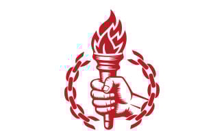 Hand Holding Flame and Broken Chains - Freedom Torch Design