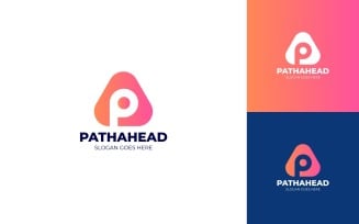 Letter P with play icon logo design template