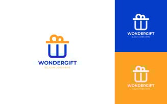 Letter W with gift Icon logo design