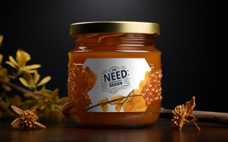 Realistic Honey Jar PSD Mockup for Branding, Label, and Product Packaging Presentation
