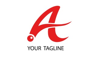 Red letter a logo with a swoosh and a dot, isolated on white background