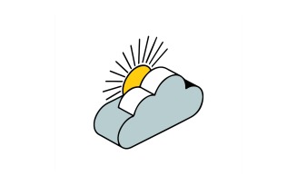 Sun behind cloud icon isolated on white background