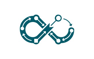 Abstract representation of a continuous loop or infinity symbol with arrows and nodes