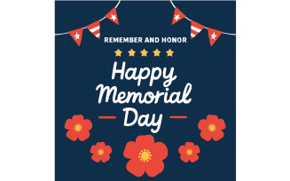 Background Decorated with Red Flowers and Stars