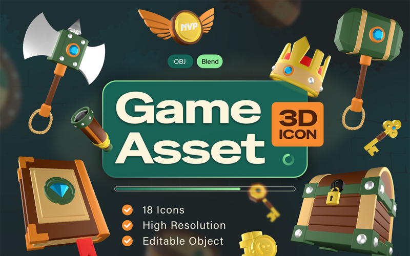 Game Asset 3D Icon Pack - Fantasy Adventure Collection Model