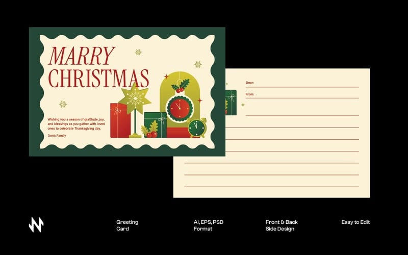 Green Christmas Greeting Card Template Corporate Identity
