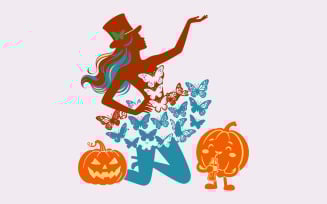 Mystical Butterfly Girl Illustration with Elegant Wings and Portrait for Fantasy Graphic Design