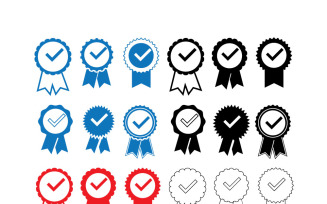 Professional Blue Red White Approval Badge Collection