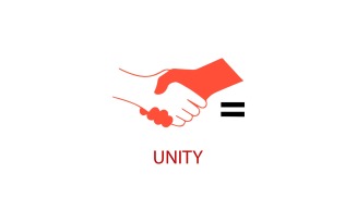 Red handshake symbol representing unity and agreement, isolated on white background