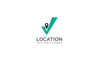 Right location logo design with the combination of right and location symbol