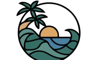 A beach scene design silhouette