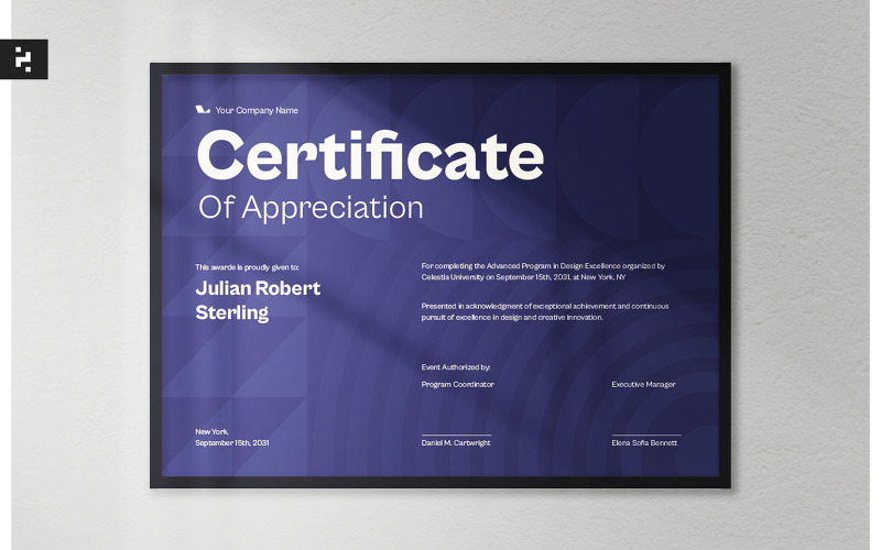 Course Completition Certificate Corporate Identity