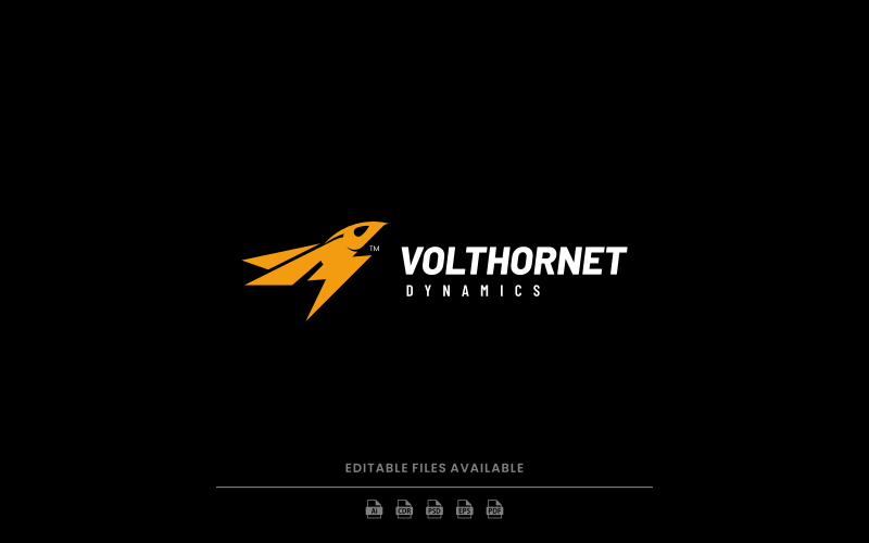 Flat Modern Electric Hornet Mark Logo Design Logo Template
