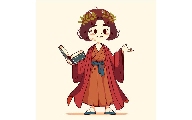 "FREE" Cartoon Girl Holding Book Illustration