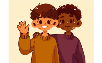 International Men's Day with Cartoon of Two Boys