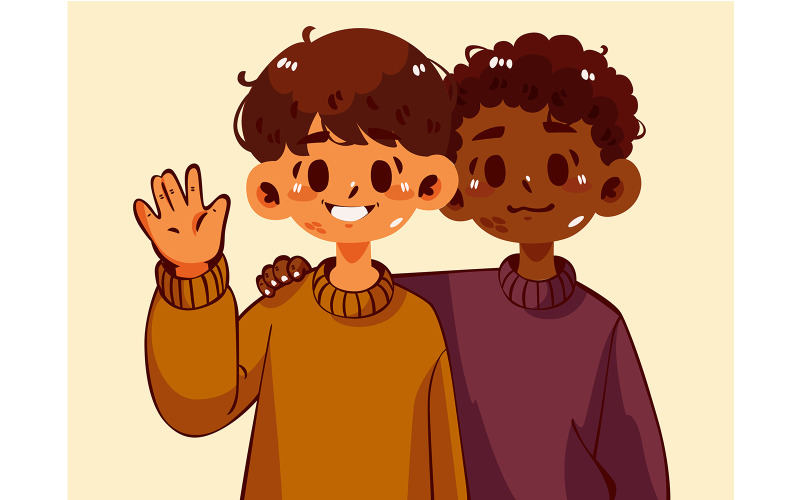 International Men's Day with Cartoon of Two Boys Illustration