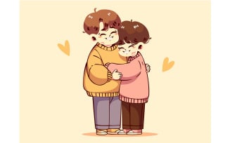 Two Boys Hugging (flat design)