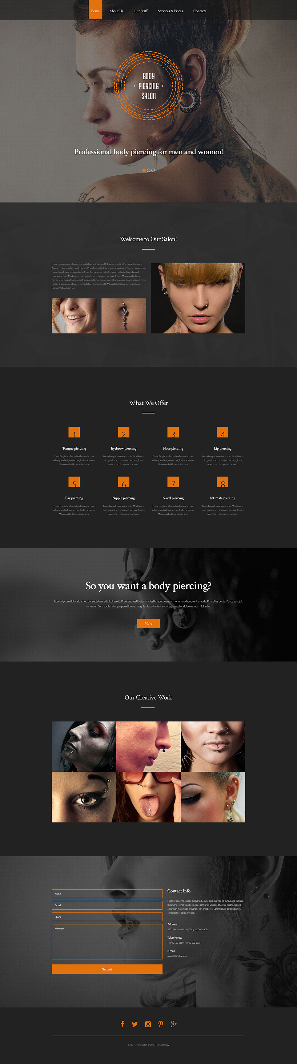Body Piercing Salon Website Template New Screenshots BIG