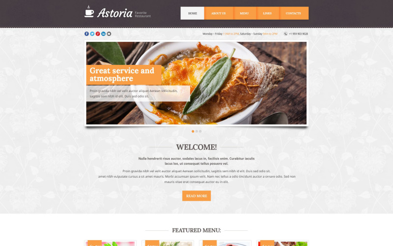 Cafe and Restaurant Responsive Website Template