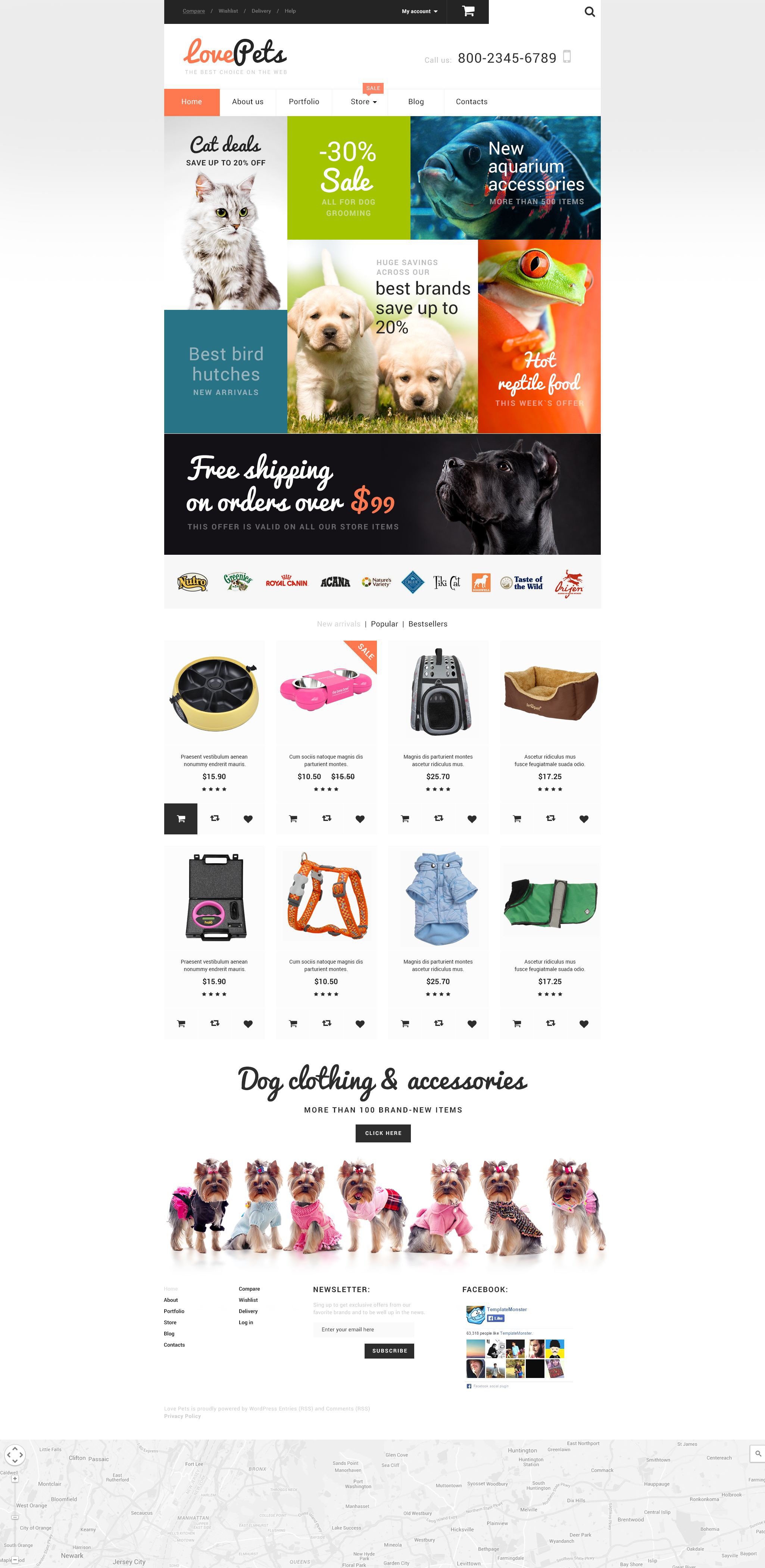 "Love Pets" - адаптивний WooCommerce шаблон №55155