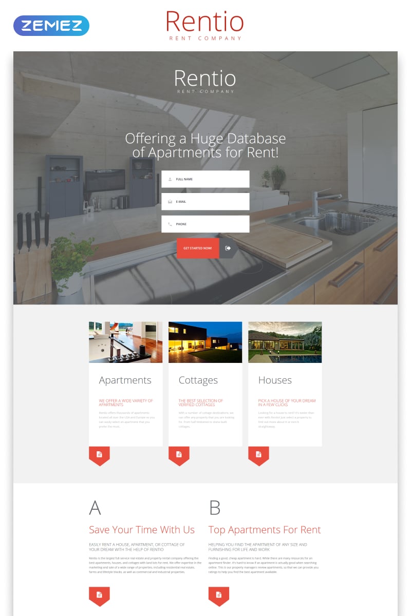 Real Estate Agency Responsive Landing Page Template #55196