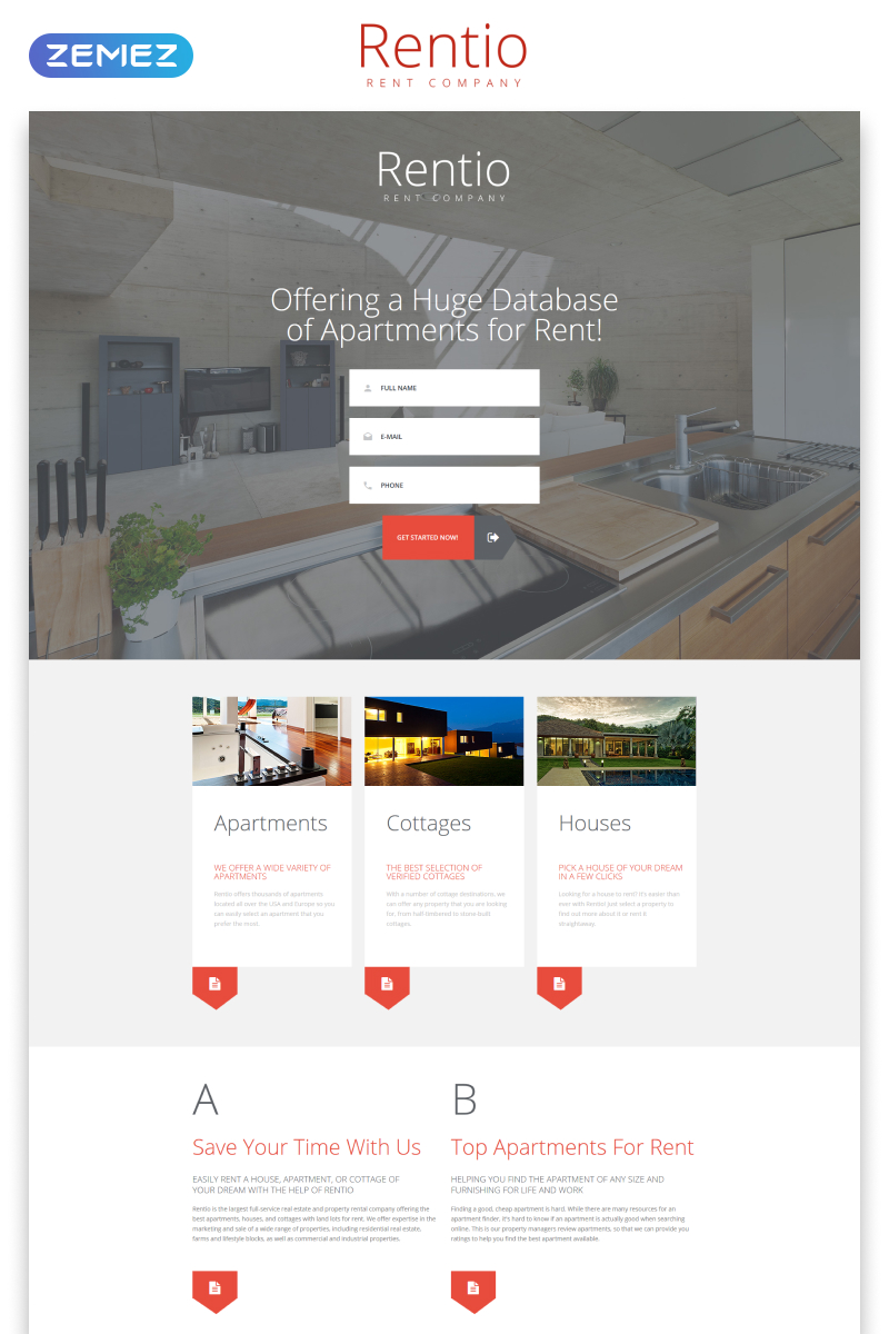 Rentio - Rent Company Clean HTML5 №55196 - скриншот