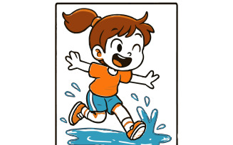 Cheerful Girl and Pet Rabbit Adventures