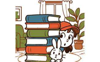 Colorful Comic of Girl and Bunny Duo