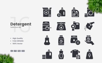 16 Detergent 2 Solid Icons Set