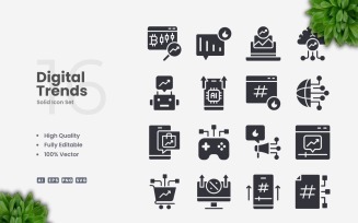 16 Digital Trends Solid Icons Set