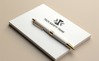 Professional A4 Letterhead Mockup with Pen on Beige Background