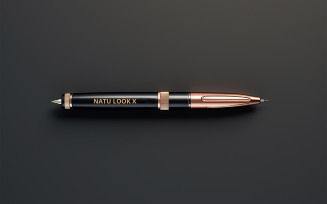 Professional Black Pen Mockup with Gold Accents