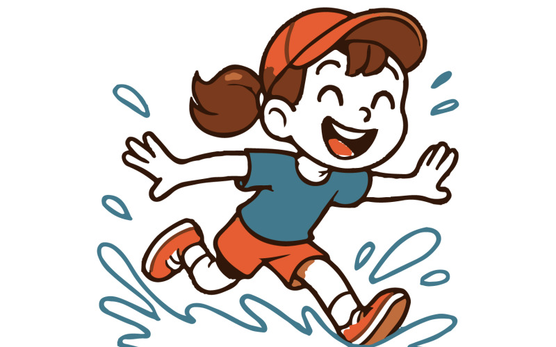 Sporty Girl and Bunny Fun Moments Illustration