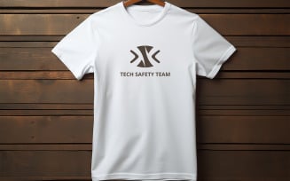 Blank White Tee Mockup on Wood background