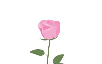 Elegant Rose Vector Illustration in Pink and Green