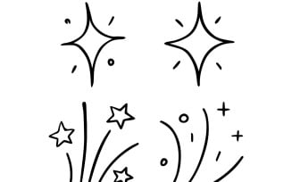 Hand Drawn Line Ray and Confetti Icon Set
