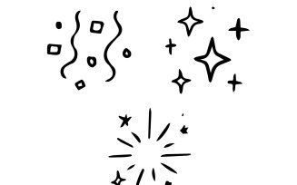 Hand Drawn Starburst Rays and Confetti Line Icons