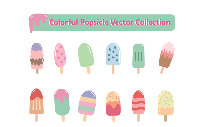 12 Colorful Popsicle Vector Collection Illustration