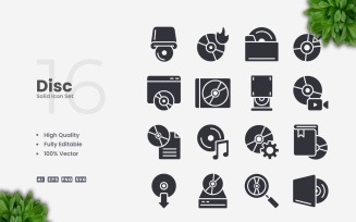 16 Disc Solid Icons Collection